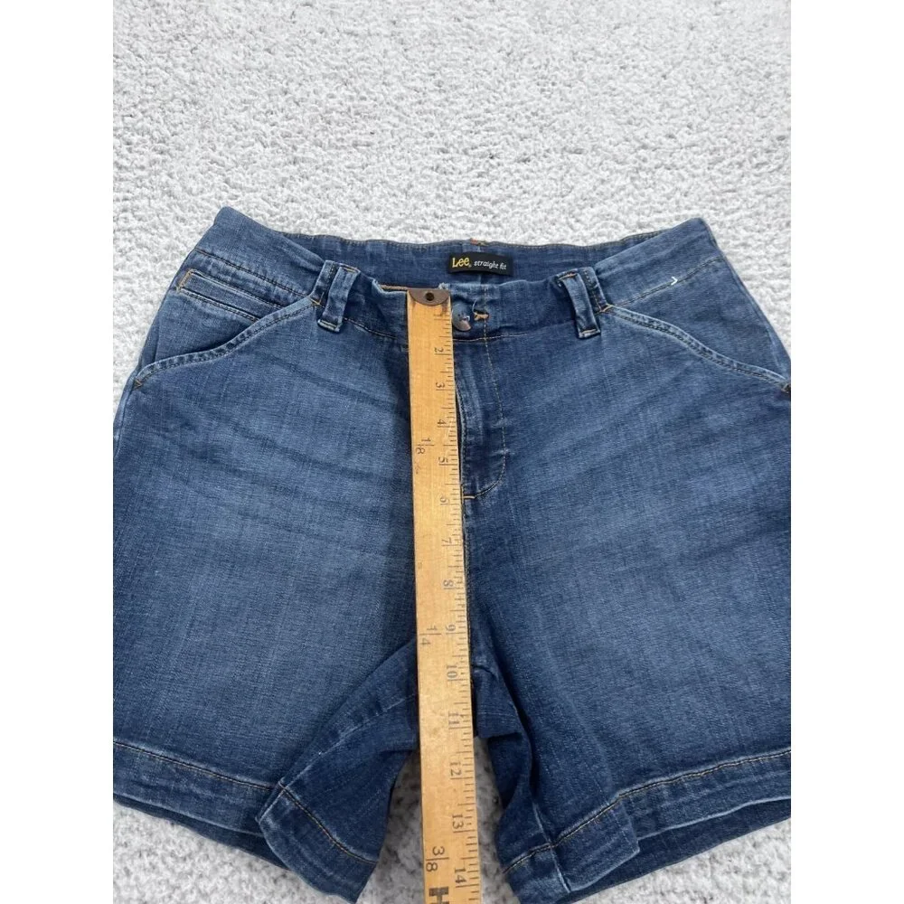 Women's Lee Dark Wash Straight Fit Denim Chino Shorts Size 12 - Picture 4 of 9